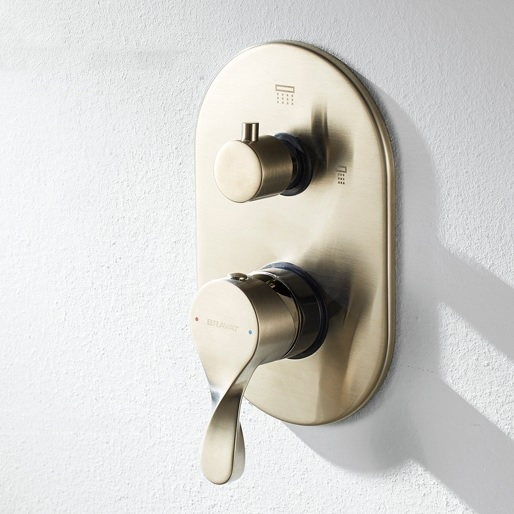 Bravat Antique Gold Wall Mount Shower Mixer